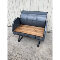 Designer Bank  Sitzbank Fassmöbel Gartenbank Familienname Aus 200L Recyceltem Ölfass von BSfassfactory