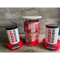 stehtisch Und Hocker  Fassmöbel Geschäftsmöbel Aus 200L Recyceltem Ölfass von BSfassfactory