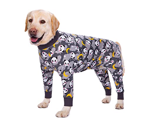BT Bär Große Hundekleidung, Elastische Pet Onesie Schützen Gelenke Anti-Haar Anti Lecken, Wundschutz Pet Pyjamas Hund Overall für mittlere große Hunde (7XL, Grauer Panda) von BT Bear