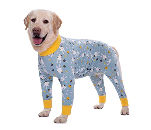 BT Bär Große Hundekleidung, Elastische Pet Onesie Schützen Gelenke Anti-Haar Anti Lecken, Wundschutz Pet Pyjamas Hund Overall für mittlere große Hunde (XL, Grau Blau) von BT Bear