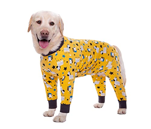 BT Bär Große Hundekleidung, Elastische Pet Onesie Schützen Gelenke Anti-Haar Anti Lecken, Wundschutz Pet Pyjamas Hund Overall für mittlere große Hunde (XXL, Gelb) von BT Bear