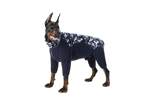 BT Bär Hund Winter Kleidung, Extra warme Hund Fleece Reißverschluss Pyjamas, Haustier Hund Cozy Onesie Jumpsuit PJS Kleidung für mittlere Hunde Große Hunde(XXL,Blau) von BT Bear