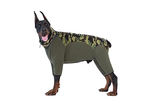BT Bär Hund Winter Kleidung - Extra Warme Fleece Reißverschluss Pyjamas, Haustier Cozy Onesie Jumpsuit PJS für Mittlere und Große Hunde (XXXL, Tarnung) von BT Bear