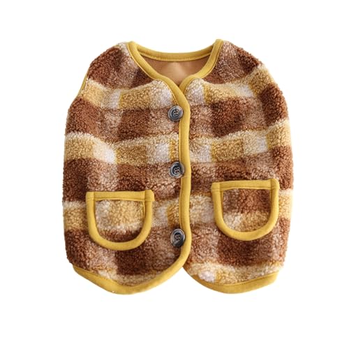 BT Bear Dicke Hundekleidung, große Brust, Polarfleece, warme Winterjacke für Katzen, kleine Hunde, mittelgroße Hunde, Mops, Französische Bulldogge (Größe XL, Gelb) von BT Bear