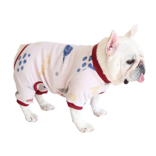BT Bear Fette Hundekleidung, für Herbst und Winter, weich, warm, für Hunde, Mops, Bulldogge, Einteiler, Kleidung für Katzen, Welpen, kleine Hunde, mittelgroße Hunde (Milchweiß, Größe L: Rückenlänge 33 von BT Bear