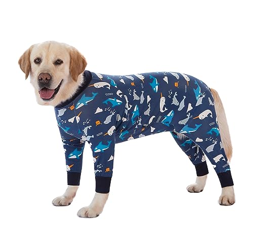 BT Bear Große Hundekleidung Onesie Kleidung Schützen Gelenke Pet Pyjamas Pyjamas für mittlere große Hunde(5XL,Dunkelblau) von BT Bear