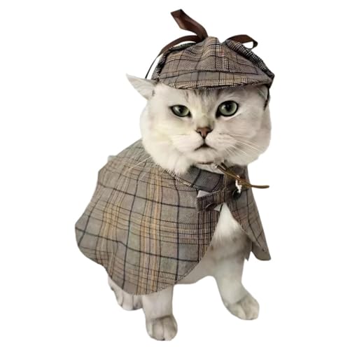 BT Bear Halloween Pet Detective Cosplay Kostüm Kappe mit Umhang für Katzen Kleine Hunde Mittlere Hunde (M) von BT Bear