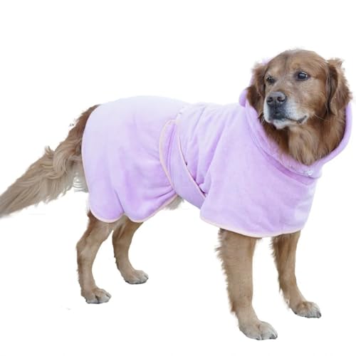 BT Bear Hundebademantel, super saugfähig, schnell trocknend, Mikrofaser, Kapuzenbadetuch für Welpen, kleine, mittelgroße und große Hunde (Größe L, Lila) von BT Bear