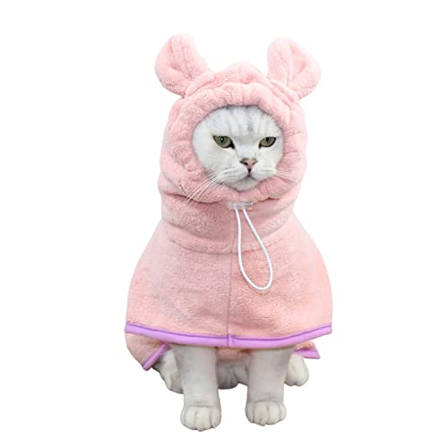 BT Bear Hundebademantel, super saugfähig, schnell trocknend, Mikrofaser-Mantel, Kapuzenbadetuch für Welpen, kleine Hunde, Katzen (S, Rosa) von BT Bear