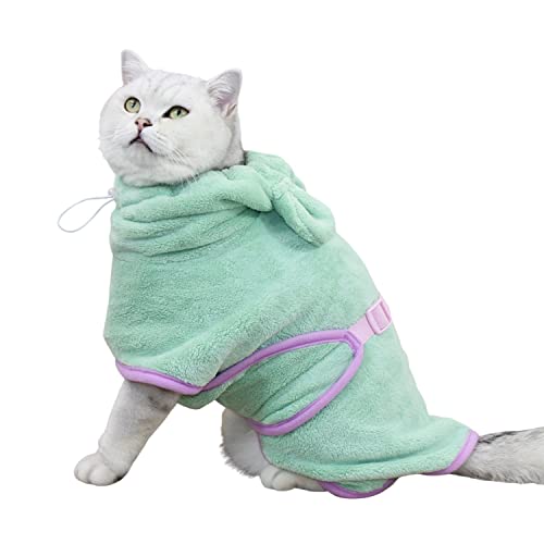 BT Bear Hundebademantel, super saugfähig, schnell trocknend, Mikrofaser-Mantel, Kapuzenbadetuch für Welpen, kleine Hunde, Katzen (S, grün) von BT Bear
