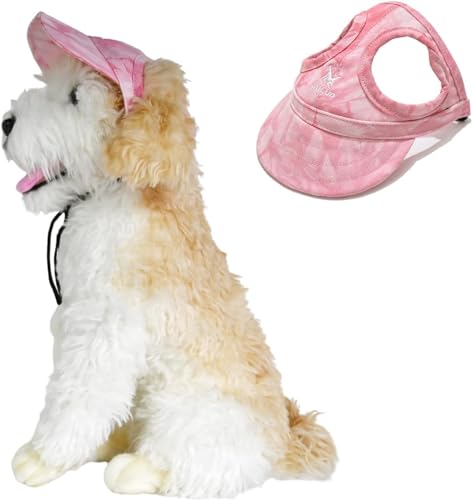 BT Bear Hundemütze mit Ohrlöchern, Baseballkappe für den Außenbereich, verstellbar, für Sommer, Reisen, Sport, für kleine und mittelgroße Hunde (Größe M, Batik-Rosa) von BT Bear