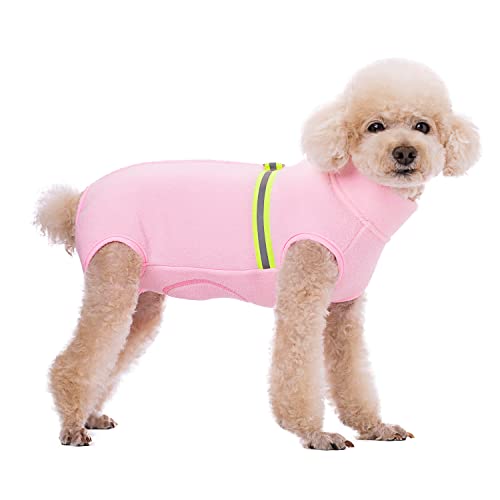 BT Bear Kleiner Hundepullover, weiches Fleece mit reflektierender Weste, Hunde-Sweatshirt, Welpen-Winterkleidung, warme Jacke, Mantel, Kleidung (Hellrosa, XXL) von BT Bear
