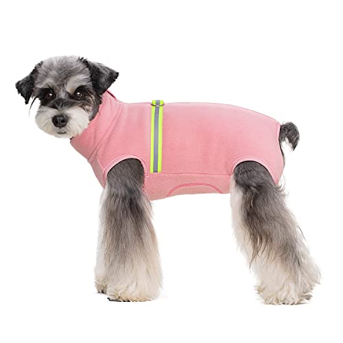 BT Bear Kleiner Hundepullover, weiches Fleece mit reflektierender Weste, Hunde-Sweatshirt, Welpen-Winterkleidung, warme Jacke, Mantel, Kleidung (Rosa, M) von BT Bear