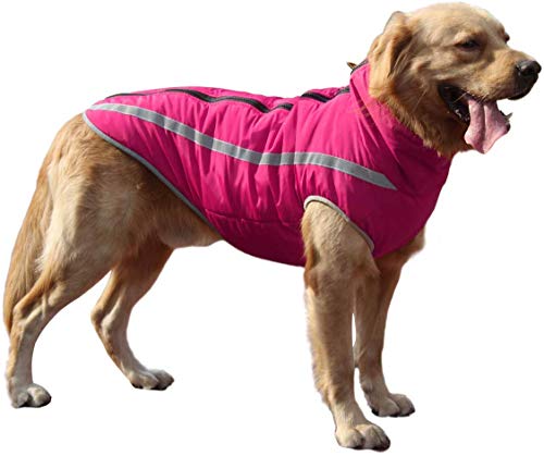 BT Bear Warme Hundemäntel, Jacken, Hunde-Winterkleidung, Outdoor-Sport, wasserdichte Hundekleidung, Weste, für mittelgroße Hunde, mit Loch für Geschirr, Größe XL, Hot Pink von BT Bear