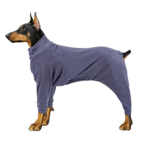 BT Bear Winter-Hundemantel, warmer Hunde-Schlafanzug, Einteiler, großer Hunde-Fleece, warm, für den Winter, Kleidung, PJS für mittelgroße und große Hunde (Grau, Blau, XXL) von BT Bear