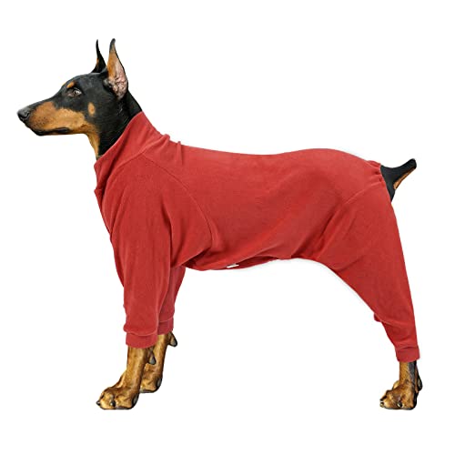 BT Bear Winter-Hundemantel, warmer Hunde-Schlafanzug, Einteiler, großer Hunde-Fleece, warm, für den Winter, Kleidung, PJS für mittelgroße und große Hunde (Orange-Rot, 5XL) von BT Bear