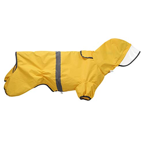 Hunde-Regenmantel, wasserdicht, mit Kapuze und Kragenloch, transparente Krempe, ultraleicht, atmungsaktiv, reflektierend, Jumpsuit für kurzbeinige Hunde, Corgi-Dackel von BT Bear