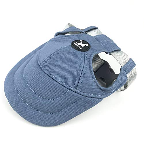 Hundehüte, verstellbarer Riemen, Sommer-Sonnenhaube, für Outdoor-Sport, Sonnenschutz, Baseballmütze mit Ohrlöchern für Welpen, kleine Hunde, mittelgroße Hunde (Größe M, Blau) von BT Bear