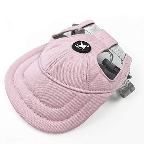 Hundemütze, verstellbarer Riemen, Sommer-Sonnenhaube, Hund, Outdoor, Sport, Sonnenschutz, Baseballmütze mit Ohrlöchern für Welpen, kleine und mittelgroße Hunde (Größe M, Rosa) von BT Bear