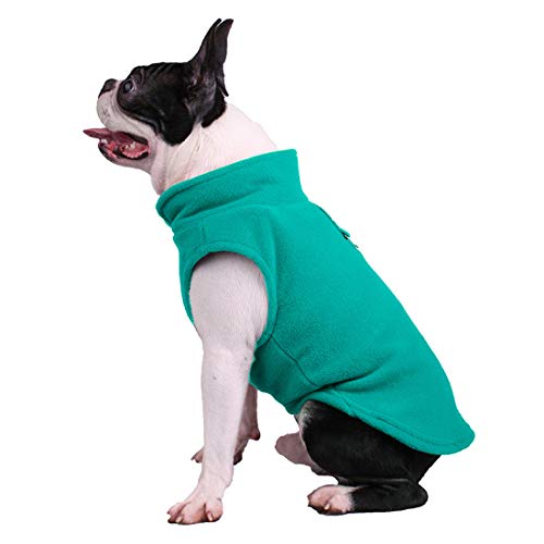 Hundepullover / Hunde-Sweatshirt, weiche Fleece-Weste, Kaltwetterjacke mit Ring für die Leine für kleine und mittelgroße Hunde (Größe S, Grün) von BT Bear