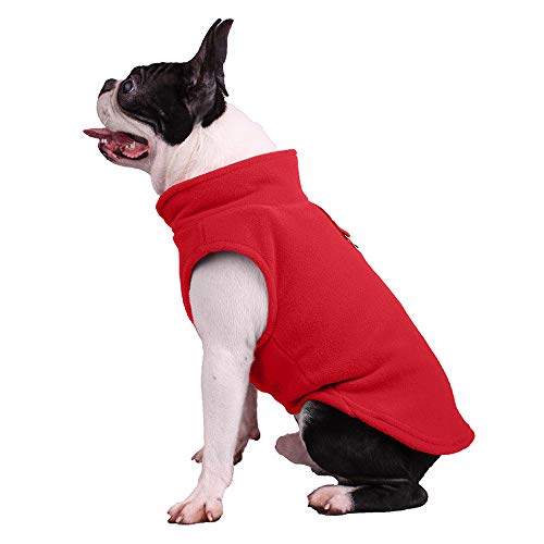 Hundepullover / Hunde-Sweatshirt, weiche Fleece-Weste, Kaltwetterjacke mit Ring für die Leine für kleine und mittelgroße Hunde (Größe S, Rot) von BT Bear