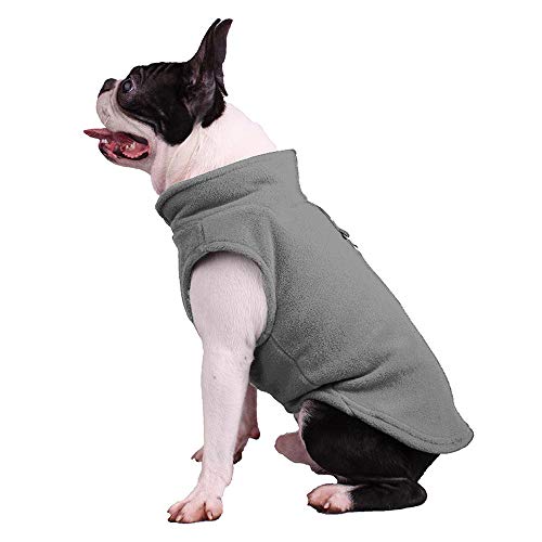 Hundepullover / Hunde-Sweatshirt, weiche Fleece-Weste, Kaltwetterjacke mit Ring für die Leine für kleine und mittelgroße Hunde (Größe S, Grau) von BT Bear