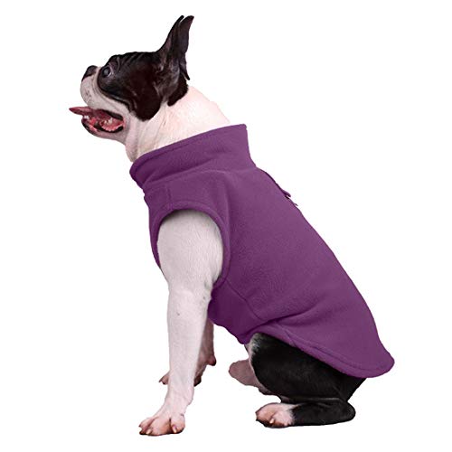 Hundepullover / Hunde-Sweatshirt, weiche Fleece-Weste, Kaltwetterjacke mit Ring für die Leine für kleine und mittelgroße Hunde (Größe S, Violett) von BT Bear