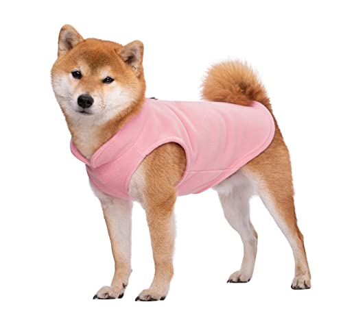 Hundepullover / Hunde-Sweatshirt, weiche Fleece-Weste, Kaltwetterjacke mit Ring für die Leine für kleine und mittelgroße Hunde (Größe M, Hellrosa) von BT Bear