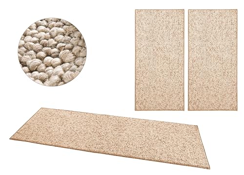 BT Carpet Bettumrandung in Woll-Optik Wolly Beige Braun, 3-teilig (2 x 67x140 cm; 1 x 67x250 cm) von BT Carpet