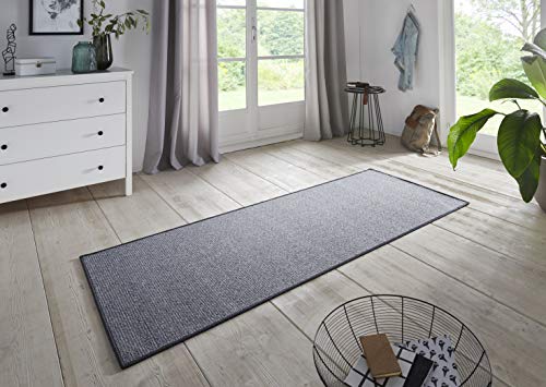 BT Carpet Bouclé Läufer – Küchenläufer rutschfest Teppichläufer Flachgewebe Kurzflor Teppich Küchenteppich für Flur, Küche, Wohnzimmer, Badezimmer, Bad – Grau, 80x300cm von BT Carpet