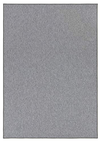 BT Carpet Casual Teppich – Wohnzimmerteppich Flachgewebe Kurzflor Feinschlingen Casual Uni Meliert für Esszimmer, Wohnzimmer, Kinderzimmer, Schlafzimmer – Hellgrau, 80x300cm von BT Carpet