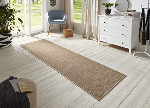 BT Carpet Nature Läufer In- und Outdoor – Schlingen Küchenläufer rutschfest Flachgewebe Kurzflor Woll-Optik Fineloop Küchenteppich für Flur, Küche, Garten, Terrasse, Badezimmer – Terracotta, 80x250cm von BT Carpet