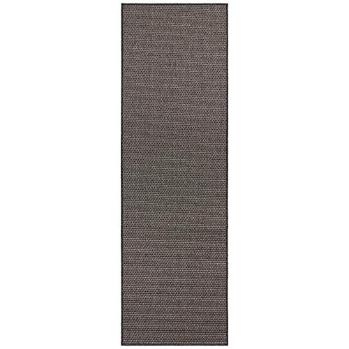 BT Carpet Nature Läufer In- und Outdoor – Schlingen Küchenläufer rutschfest Flachgewebe Kurzflor Woll-Optik Fineloop Küchenteppich für Flur, Küche, Garten, Terrasse, Badezimmer – Grau, 80x350cm von BT Carpet