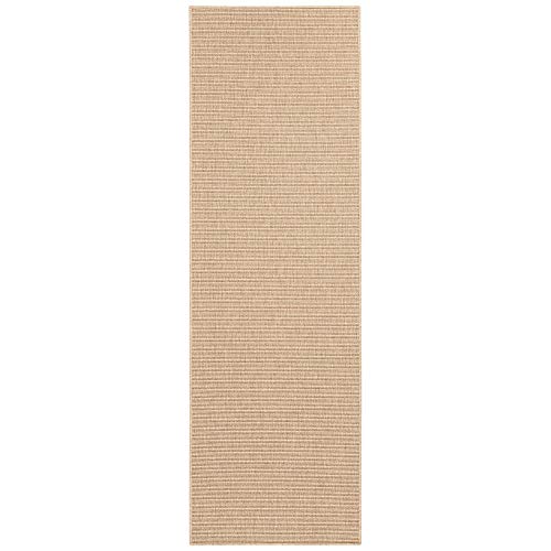 BT Carpet Nature Läufer In- und Outdoor – Schlingen Küchenläufer Rutschfest Flachgewebe Kurzflor Woll-Optik Fineloop Küchenteppich für Flur, Küche, Garten, Terrasse, Badezimmer – Naturbeige, 80x350cm von BT Carpet