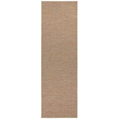 BT Carpet Nature Läufer In- und Outdoor – Schlingen Küchenläufer rutschfest Flachgewebe Kurzflor Woll-Optik Fineloop Küchenteppich für Flur, Garten, Terrasse, Badezimmer – Beige Terracotta, 80x450cm von BT Carpet