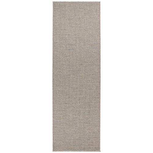 BT Carpet Nature Läufer In- und Outdoor – Schlingen Küchenläufer rutschfest Flachgewebe Kurzflor Woll-Optik Fineloop Küchenteppich für Flur, Garten, Terrasse, Badezimmer – Grau Mehrfarbig, 80x450cm von BT Carpet