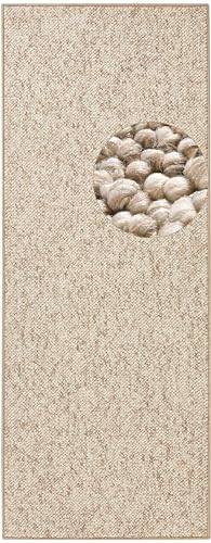 BT Carpet Wolly Läufer – Wohnzimmerteppich Flachgewebe Kurzflor Woll-Optik Wolle Skandi-Look Esszimmer, Wohnzimmer, Kinderzimmer, Schlafzimmer – Creme, 80x300cm von BT Carpet
