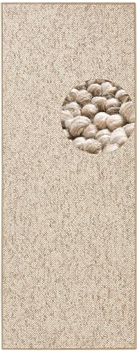 BT Carpet Wolly Läufer – Wohnzimmerteppich Flachgewebe Kurzflor Woll-Optik Wolle Skandi-Look Esszimmer, Wohnzimmer, Kinderzimmer, Schlafzimmer – Creme, 80x200cm von BT Carpet