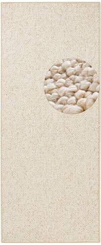 BT Carpet Wolly Läufer – Wohnzimmerteppich Flachgewebe Kurzflor Woll-Optik Wolle Skandi-Look Esszimmer, Wohnzimmer, Kinderzimmer, Schlafzimmer – Creme, 80x200cm von BT Carpet