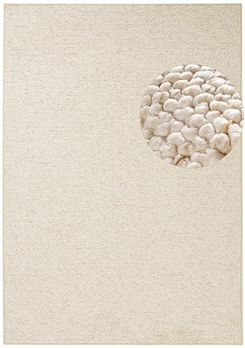 BT Carpet Wolly Teppich – Wohnzimmerteppich Flachgewebe Kurzflor Woll-Optik Wolle Skandi-Look Esszimmer, Wohnzimmer, Kinderzimmer, Schlafzimmer – Creme, 100x140cm von BT Carpet