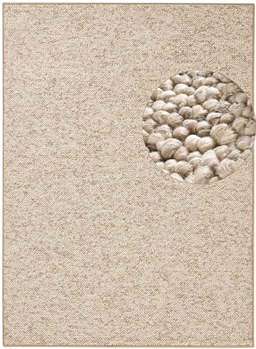 BT Carpet Wolly Teppich – Wohnzimmerteppich Flachgewebe Kurzflor Woll-Optik Wolle Skandi-Look Esszimmer, Wohnzimmer, Kinderzimmer, Schlafzimmer – Creme, 160x240cm von BT Carpet