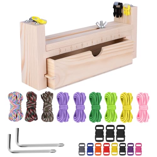 BTBHIHO Armbandherstellungs-Set, Paracord-Clips aus Holz mit 10 Paracord-Seilen und 10 Schnallen paracord clips armbandherstellung, DIY-Schmuckherstellungs-Set für Kinder von BTBHIHO