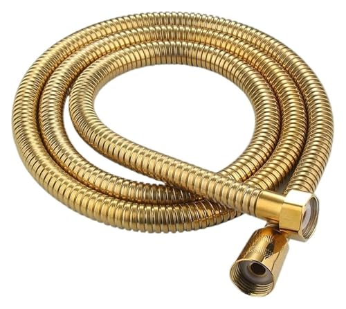 150 cm 200 cm langer Brauseschlauch, Brauseschlauch Gold Edelstahl Flexibel Lange Badezimmer Wasserverlängerung Sanitärrohr Zugrohrkopf(200cm) von BTBTB
