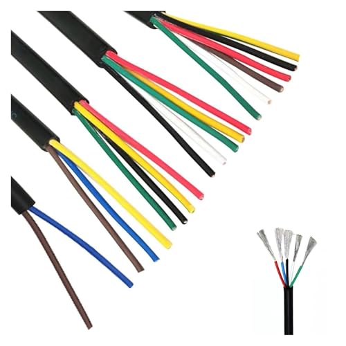 25 24 22 20 18 17 15 13 11 10 AWG Superweiches Silikonkabel, hohe Temperaturbeständigkeit 2 3 4 5 6 7 8 Mehradriges verzinntes Kupferdraht-Verlängerungskabel 1 Meter(8Cores,18AWG(0.75mm2)) von BTBTB