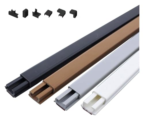 BTBTB Kabelkanal, quadratischer Kabelkanal, quadratischer Kanal, Anti-Stampfen, Selbstklebender Kabelverteiler for Elektrokabel, 3 Stück 1 m Länge, und Zubehör(White,20x10mm) von BTBTB