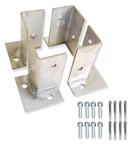Quadratische Ankerbasis for Schilderpfosten, Deckpfostenbasis, 2,8 x 2,8 Zoll Pfostenbasispfosten aus Metall, Holzpfostenhalterungen, for Pavillon-Deckgeländer-Stützplatte(4 Pcs) von BTBTB