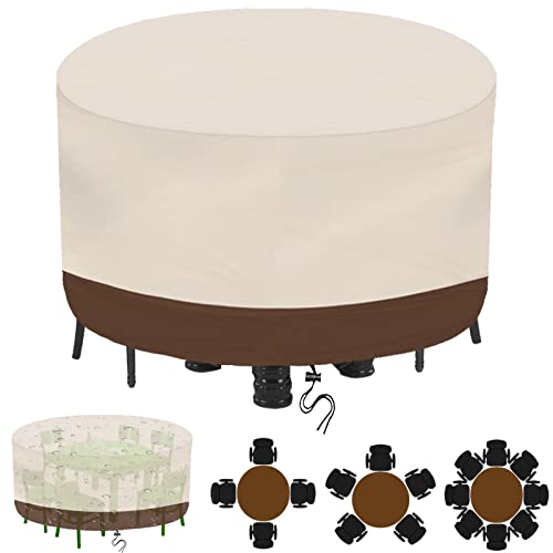 Abdeckung für GartenmöBel, Abdeckhaube Runder Esstisch, Oxford SchutzhüLle Wasserdicht Winterfest Winddicht Uv-BestäNdig, für Gartentische MöBelsets-Rice Coffee|| 142x68cm(56x27in) von BTCCL