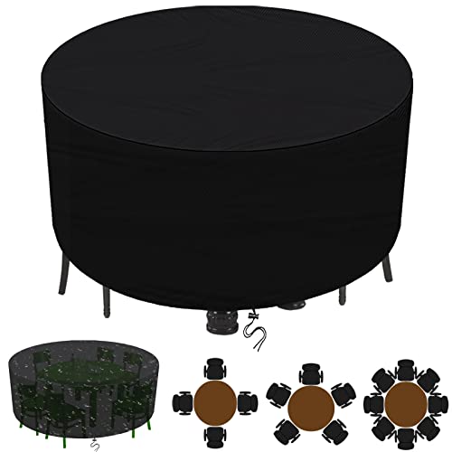 BTCCL Abdeckung für GartenmöBel, Abdeckhaube Runder Esstisch, Oxford SchutzhüLle Wasserdicht Winterfest Winddicht Uv-BestäNdig, für Gartentische MöBelsets-Black|| 300x120cm(118x47in) von BTCCL