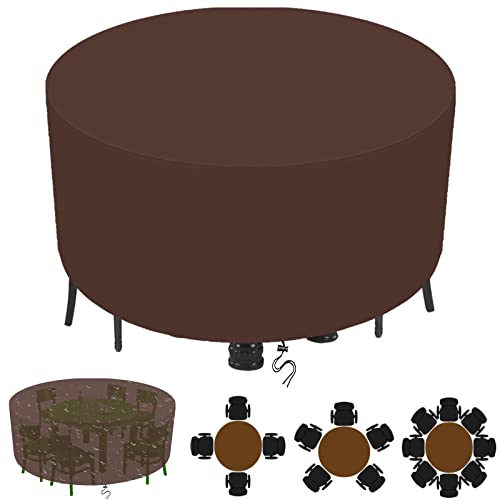 BTCCL Abdeckung für GartenmöBel, Abdeckhaube Runder Esstisch, Oxford SchutzhüLle Wasserdicht Winterfest Winddicht Uv-BestäNdig, für Gartentische MöBelsets-Brown|| 250x115cm(98x45in) von BTCCL