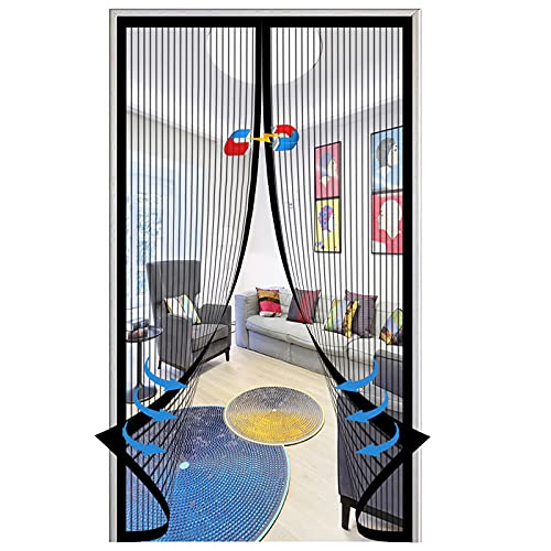 Fliegengitter TüR,Automatisches SchließEn Magnetischer Fliegenvorhang Moskitonetz,Easy Adhesive Assembly Ohne Bohren,FüR Balkon Wohnzimmer-Black-a|| 75x195cm(29x76inch) von BTCCL